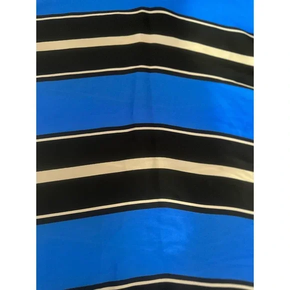 Women L The Limited Blue Black White Horizontal stripes blouse lace shoulder - Picture 3 of 6